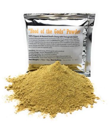 Food of the Gods Asafetida Powder (Asafoetida / Hing) - 100% Natural Devil's Dung with Fenugreek Seeds - Net Weight: 1.76 Ounces / 50 Grams