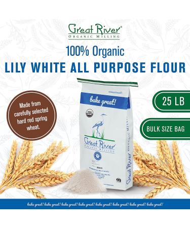 Great River Organic Milling Lily White Bread Flour 25 Lb - All-Purpose Organic Flour - Buy Online on GoSupps.com