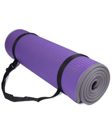 BalanceFrom All-Purpose 2/5-Inch (10mm) Extra Thick High Density Anti-Slip Exercise Pilates Yoga Mat with Carrying Strap Purple