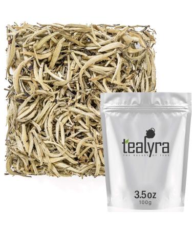 Tealyra - Imperial Yunnan Silver Needle - White Loose Leaf Tea - Organically Grown - Caffeine Level Low - 100g (3.5-ounce) 3.5 Ounce (Pack of 1)