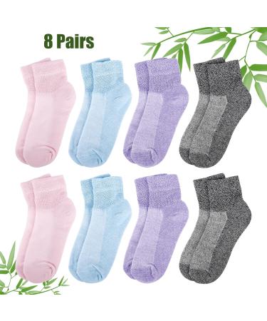 Moyel Women's Diabetic Socks - 8 Pairs Low Cut Bamboo Viscose Seamless Cushioned Non-Binding Wide Ankle Socks for Comfort - Buy Online on GoSupps.com