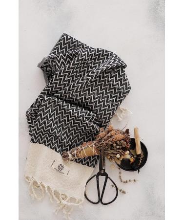Madamelique Exclusive Hand Towels Set of 2 - 18 x 40 Inches - 100% Pure Cotton - Versatile Peshtemal Towel for Bathroom, Kitchen, and Yoga - Black - Buy Online on GoSupps.com