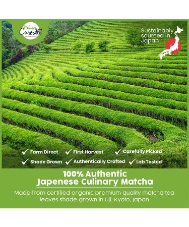 Organic Matcha Green Tea Powder - First Harvest Japanese Culinary Grade Matcha for Baking, Lattes, Smoothies - USDA Certified - 4oz (Pack of 1) by Natures Cure-All - Buy Online on GoSupps.com