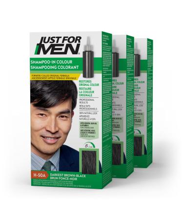 Just For Men Shampoo-In Color (Formerly Original Formula) Mens Hair Color with Keratin and Vitamin E for Stronger Hair - Darkest Brown-Black H-50A Pack of 3 Pack of 3 Darkest Brown-Black H-50A - Buy Online on GoSupps.com