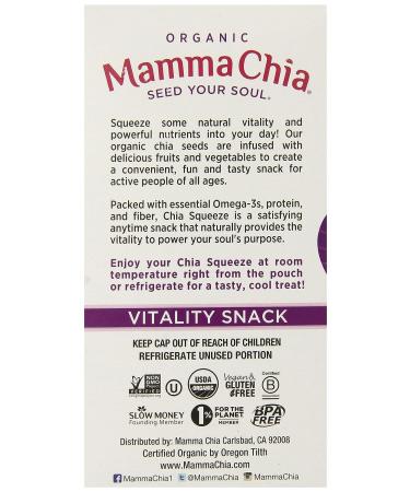 Mamma Chia Organic Squeeze Vitality Snack Blackberry Bliss 4 ct - Buy Online Now - Buy Online on GoSupps.com
