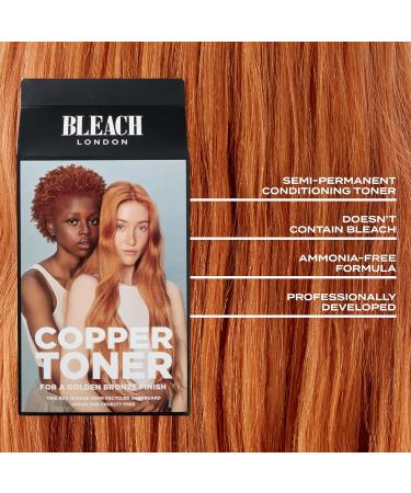 Bleach London Copper Toner Kit - Ammonia-Free Toning for Soft Ginger Finish - Ideal for Light to Medium Blonde Hair - Complete Kit with Smooth and Shine Complex - Buy Online on GoSupps.com