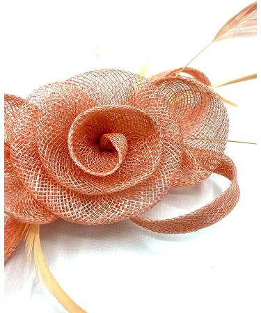Ladies Peach Feather Beaded Beak Clip Fascinator for Weddings, Races & Royal Ascot - Buy Online on GoSupps.com