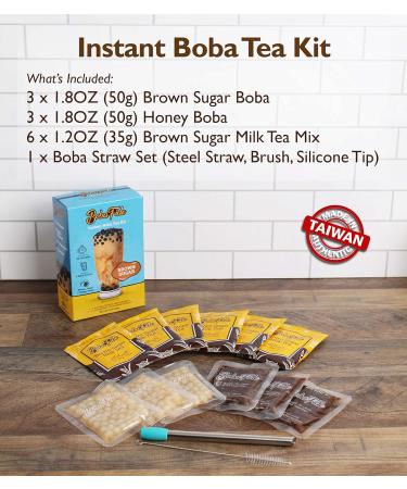 Boba Fide Instant Boba Milk Tea Kit - 6 Pack with Brown Sugar Boba Pearls & Milk Tea Powder Mix - Buy Online on GoSupps.com