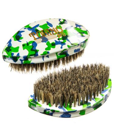 Torino Pro Curve Wave brush 175- Medium 100% Boar Bristle Curved 360 Wave Palm Brush - Great for laying down 360 waves and use before using wave cap or durag - Luxury wave brush for men 360
