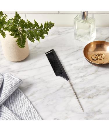 Dosso Beauty Carbon Fiber Rat Tail Comb - Metal End Styling Comb (Black) - Buy Online on GoSupps.com