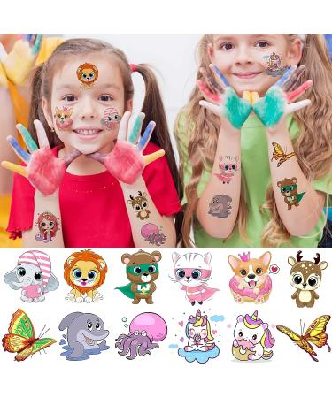 Rejaski 50 PCS Cute Animals ZOO Kids Temporary Tattoos - Fun 3D Cartoon Fake Tattoos for Girls and Boys - Butterfly, Mermaid, Unicorn Designs - Perfect for Child Toddler Teen Parties - Buy Online on GoSupps.com
