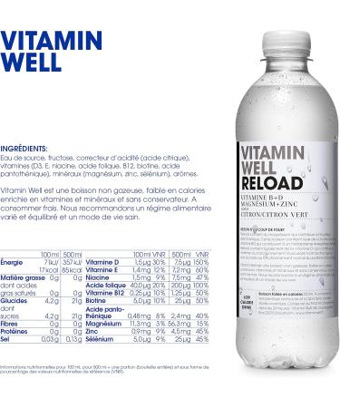  Vitamin Well Vitamin Well - Drinks enriched with vitamins and minerals taste lemon lime 12x500ml (Reload) - Buy Online on GoSupps.com