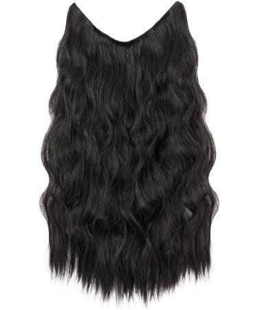Benehair Invisible Wire Hair Extension 20 Inches Halo Hair Extension with 4 Secure Clips Synthetic Hair Piece Long Wavy Secret Headband Hairpieces for Women Halo Extensions Natural Black Hair #2A 20Inches Natural Black - Buy Online on GoSupps.com