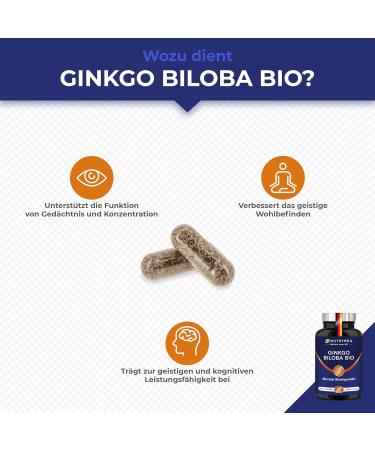 Ginkgo Biloba Capsules | 100% Bio Cognivia Extract | Brain Booster for Memory & Concentration | High Dose Lab Tested 100% Vegan - Buy Online on GoSupps.com