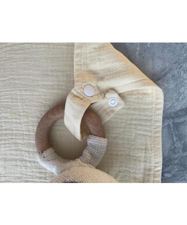 Baby Luxe 5-in-1 Mini Muslin Bib & Toy Holder Set - Baby Pink Burgundy White - 23x23cm - Buy Online on GoSupps.com