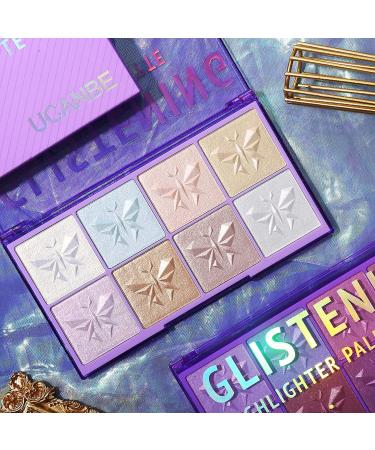 UCANBE 8 Colors Holographic Face Highlighter Palette - Shimmering Illuminating Makeup for Starlight Glow - Buy Online on GoSupps.com