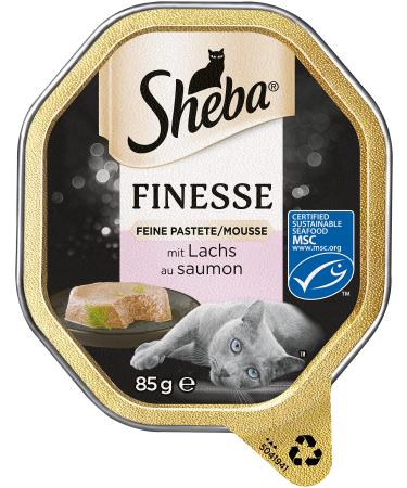 Sheba Finesse Fine Pate - wet cat food in a bowl - Mousse with salmon (MSC) - 22 x 85g - Buy Online on GoSupps.com