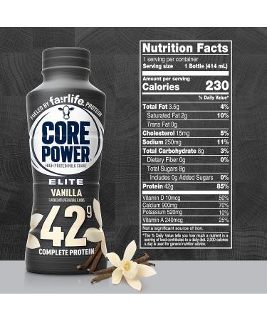 Fairlife Core Power Elite 42g High Protein Milk Shake Ready To Drink for Workout Recovery Vanilla 14 Fl Oz (2 Packs of 12) Vanilla 14 Fl Oz (Pack of 24) - Buy Online on GoSupps.com
