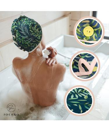 Jocero Bamboo Hair Turban Towel for Women - Colorful Button Hair Towel for Long Hair - Eco-Friendly Blue & Green Bamboo Towels - Buy Online on GoSupps.com