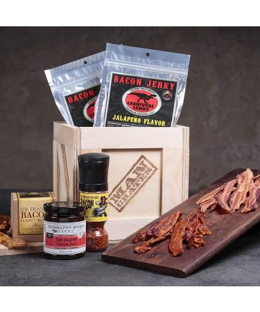 Bacon Crate: 5 Bacon-Flavored Snacks - Maple Bacon Jerky, Bacon Seasoning & More! Perfect Gifts for Men - Buy Online on GoSupps.com