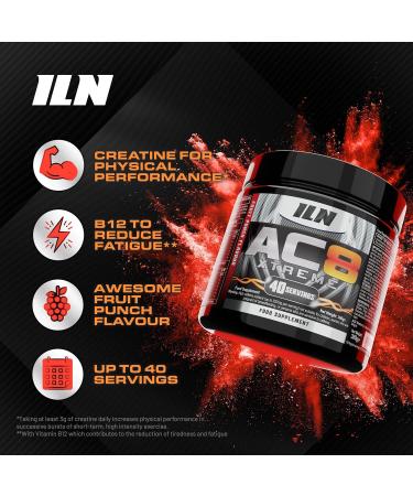 AC8 Pre Workout Powder - Creatine and Caffeine Preworkout for Men and Women - Fruit Punch Flavor - Buy Online on GoSupps.com