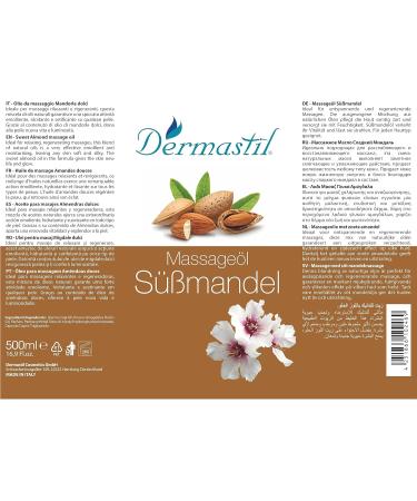 Dermastil Sweet Almond Massage Oil 500 ml Nourishing & Hydrating Massage Oil for Relaxation | International Shipping Available - Buy Online on GoSupps.com