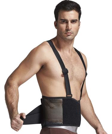 NeoTech Care Back Brace with Suspenders - Light & Breathable Lumbar Support Belt for Lower Back Pain - Size S, Black Color - Buy Online on GoSupps.com