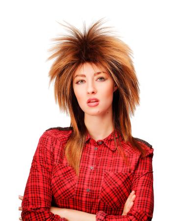 WIG ME UP ladies wig long heavily teased 80s vamp new wave hard rock brown dark blonde mixed CM-305-4T27