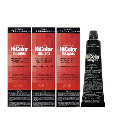 Loreal Excellence Hicolor Hilights Magenta 1.2 Ounce (Pack of 3) Magenta 34 g (Pack of 3) - Buy Online on GoSupps.com