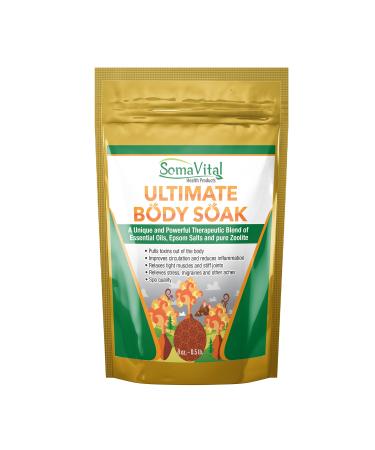 SomaVital Ultimate Body Soak - Great for Hands  Feet and Body. Made from 100% Natural Essential Oils  Organic Zeolite Powder and Other Therapeutic Properties. Spa Quality 8 OZ