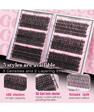 Goddvenus Lash Clusters - 480pcs Mixed Styles 14-20mm | Fluffy Wispy D Curl Faux Mink Eyelash Extensions | Waterproof DIY Volume Lashes - Buy Online on GoSupps.com