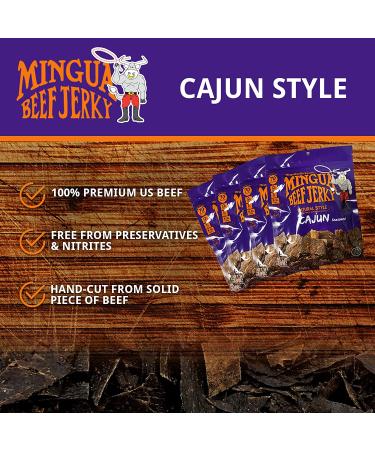 Mingua Beef Jerky Cajun-Seasoned Spicy Nitrite-Free 14oz (Pack of 4) - 100% US Beef, Four 3.5oz Bags - Buy Online on GoSupps.com