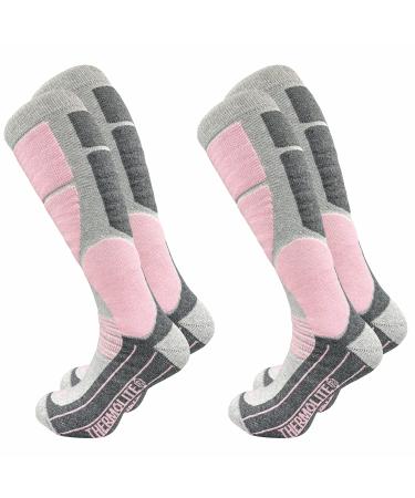 GAWILO 2 pairs of women's THERMOLITE ski socks snowboard socks functional socks with special padding 35-38 light grey