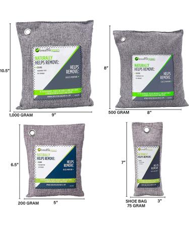 Breathe Green Bamboo Charcoal Odor Eliminator Bag (4-Pack) - Activated Charcoal Absorber for Home, Pets, Car, Closet, Basement, RV - Natural Freshener, Removes Odors and Moisture - Buy Online on GoSupps.com