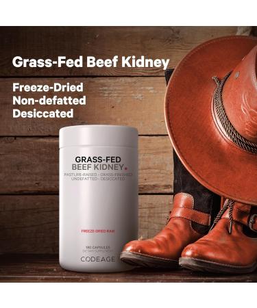 Codeage Grass Fed Beef Kidney Supplement - Freeze Dried Non-Defatted Desiccated Glandulars Nutrition Bovine Pills Pasture Raised Beef Vitamins - Non-GMO -180 Capsules - Buy Online on GoSupps.com