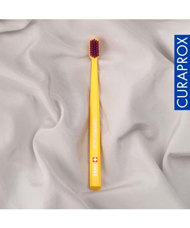 Curaprox CS 12460 Velvet Toothbrush - Ultra Soft Manual Toothbrush for Adults with 12460 Super Soft CUREN Bristles - Yellow-Burgundy - Global Shipping Available - Buy Online on GoSupps.com