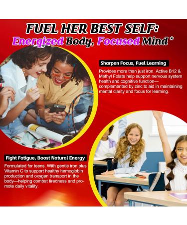 Iron Gummies for Women Teen Girls Chewable Iron Supplements with Active Folate Vitamin B12 C Zinc Energy & Immune Health Organic Ferrous Bisglycinate Chelate 18mg Gentle Sugar Free 60 Gummies - Buy Online on GoSupps.com