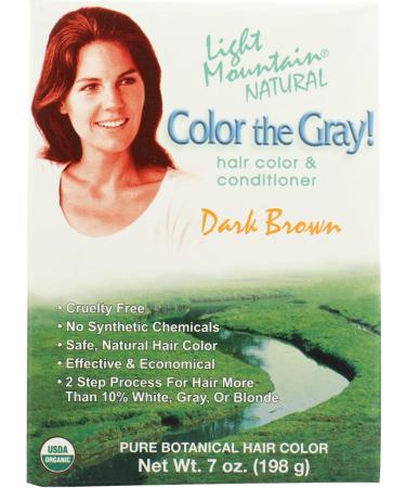Light Mountain Color the Gray! Natural Hair Color & Conditioner Dark Brown 7 oz (197 gm)