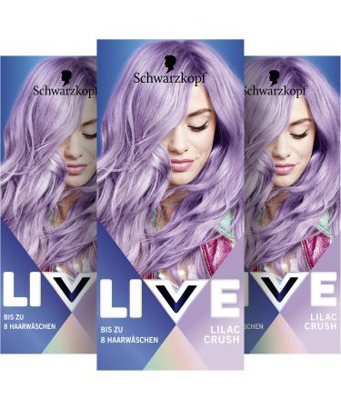 Schwarzkopf Henkel Schwarzkopf LIVE Pretty Pastels Semipermanent hair color P120 Lilac Crush 3 x 1425 ml coloring lasts up to 8 washes with nourishing conditioner for intensive care red 4275 ml 1er Pack