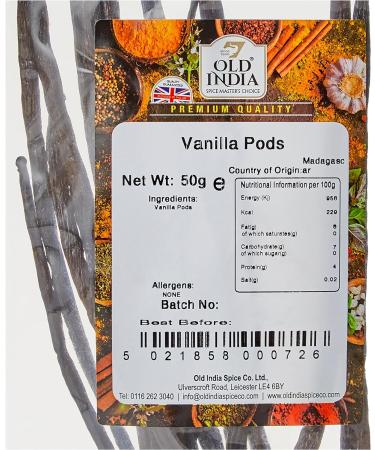 Old India Vanilla Pods x10 50g - Premium Quality Vanilla Beans for Baking and Cooking - Buy Online on GoSupps.com