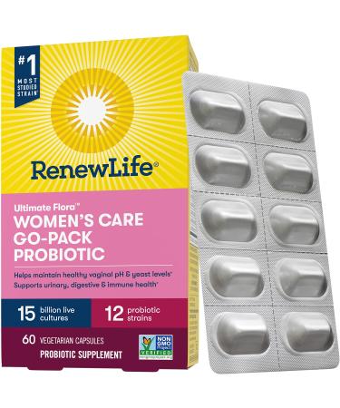 Renew Life Women's Care Go-Pack  Ultimate Flora Probiotic 15 Billion Live Cultures 60 Vegetarian Capsules