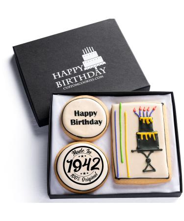 80th Birthday Cookies Gift Basket - Gourmet Cookie Box for Turning 80 Year Old Birthday - Kosher Food Gift Ideas B-Day Care Package - 80th Birthday Gifts for Women - 80th Birthday Gifts for Men