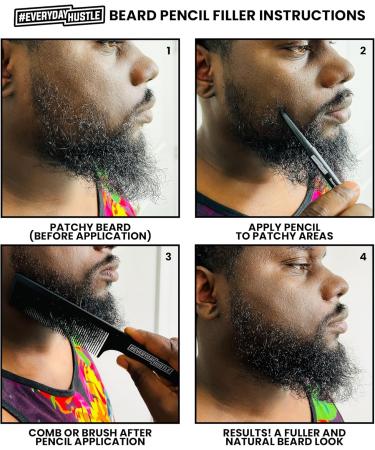 #EverydayHustle Premium Beard Pencil Filler (Black) | Double-sided Beard pen and brush Water-Proof Long Lasting and Naturally looking - Buy Online on GoSupps.com