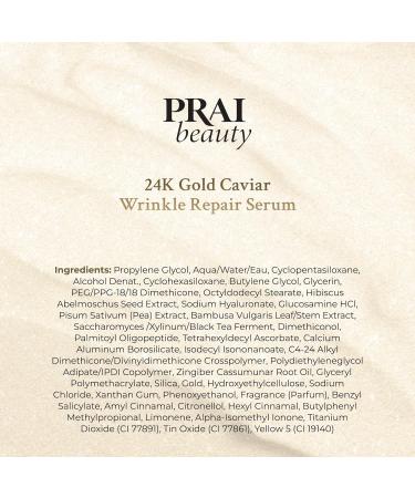 PRAI Beauty 24K Gold Caviar Wrinkle Repair Serum for Face | Anti-Aging Serum with Hyaluronic Acid to Plump and Fill In Wrinkles | Anti-Wrinkle Serum with Vitamin C for Brighter, Firmer Skin | 1.7 Oz 1.7 Fl Oz - Buy Online on GoSupps.com