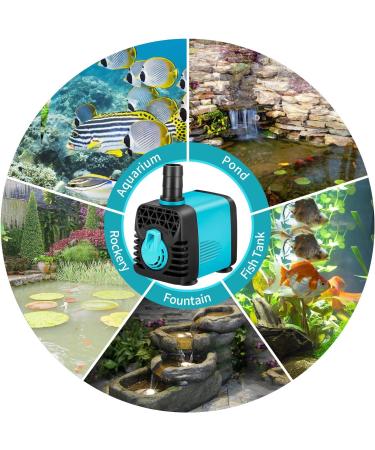 Number-one 130GPH (600L/H) Submersible Pump Small Quiet Water Pump Fountain Pump for Fish Tank Aquarium Statuary Hydroponics(10W 4.9ft Power Cord 2 Nozzles) (130GPH) - Buy Online on GoSupps.com