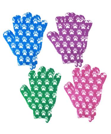 Snuggle Scrub Bath Gloves for Shower Exfoliating - 4 Pairs Multi-Color Shower Gloves Exfoliating for Women - Hand Exfoliating Glove to Get Smooth Soft Skin with Gentle Exfoliator