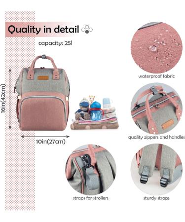 NEVEQ Babilation Wicking Pack | Large Capacity Multi-Compartment Travel Backpack for Diapers | Waterproof Baby Bag with Fan & Flasher - Gray & Pink - Buy Online on GoSupps.com