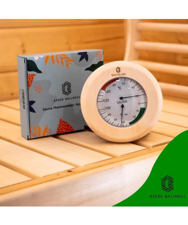 Bader Wellness Sauna Thermometer Hygrometer 2in1 - Premium Heat-Resistant Sauna Accessories with Solid Wood Frame | Accurate Temperature & Humidity Measurement (20 C - 120 C) - Buy Online on GoSupps.com