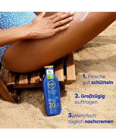 Nivea Sun Protection & Care Sun Milk LSF 20 - 250ml | 48h Moisture & Immediate UVA/UVB Protection | Best Sunscreen for All Skin Types - Buy Online on GoSupps.com