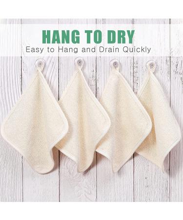 6pc Bamboo Exfoliating Face & Body Wash Cloths - 2 Sided Soft Weave Towel for Scrub & Massage - Shower Bath Cloth for Men & Women - 20x20cm - Beige & White - Buy Online on GoSupps.com